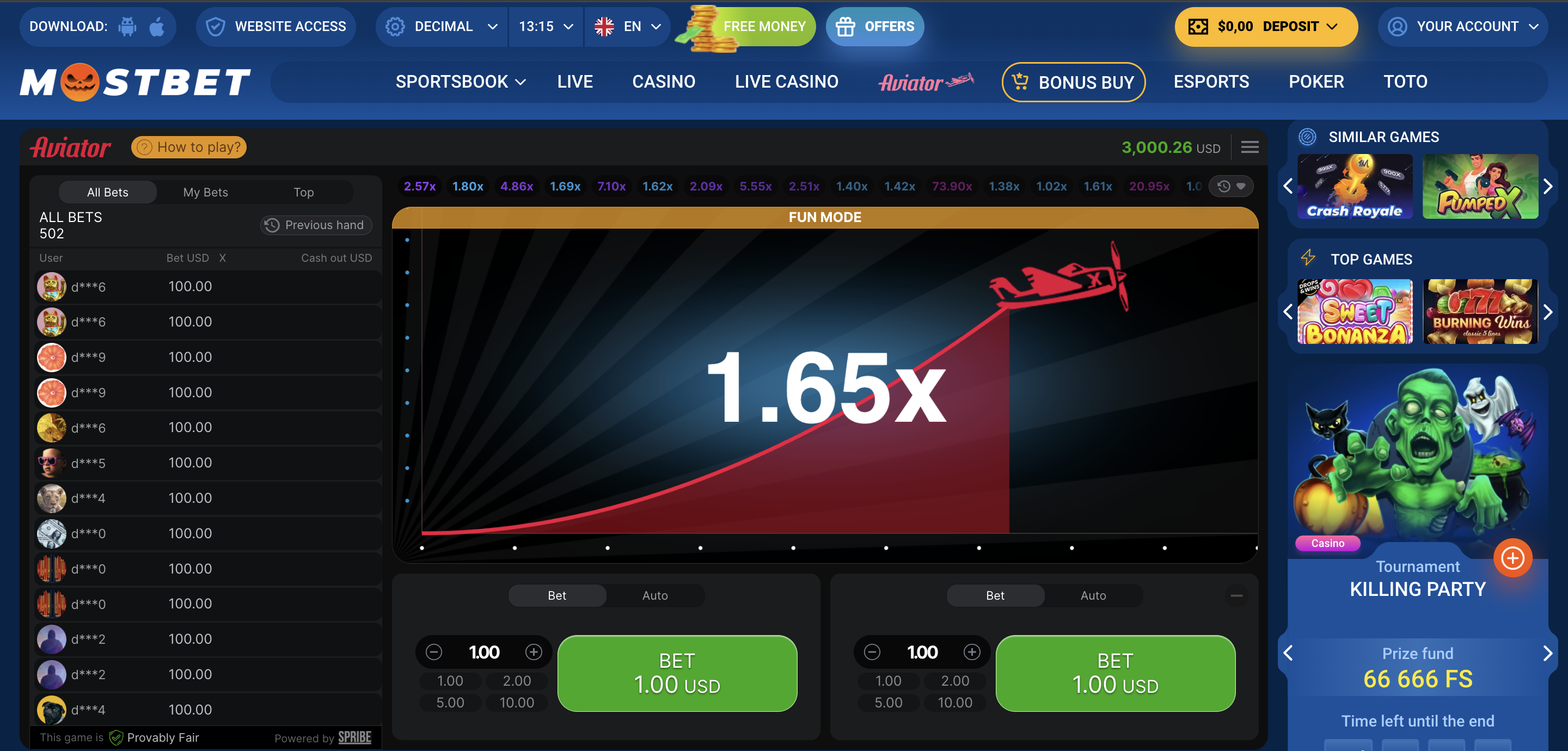 Mostbet-এ অনলাইনে এভিয়েটর খেলুন